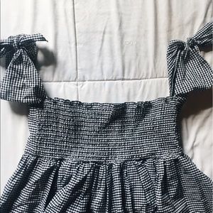 Gingham Off-the-Shoulder Tie Sleeve Top